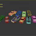 Colorful Toy Cars Collection With Various Models And Different Colors On Gray Background