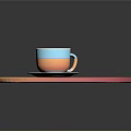 Colorful Latte Coffee With Heart Shaped Art On Saucer And Gradient Platform