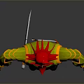 Detailed 3D Fantasy Warrior Character With Red Beard Golden Armor And Purple Pants
