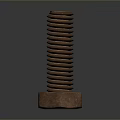 Hex Head Threaded Bolt With Brown Metal Surface And Shiny Reflection 3d model