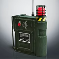 Green Casing Commercial Warning Device with Red Light Yellow Black Stripes Knob Button and Label