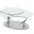Modern Curved Glass Top Coffee Table With Sleek Silver Metal Base Design