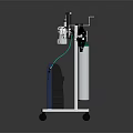 Mobile Medical Equipment With Blue Main Body White Control Panel And Rolling Wheels