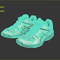 White Athletic Shoes With Green Stripes Gray Laces And Durable Rubber Sole