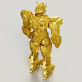 Golden Robot Figure Assembled With Shiny Building Blocks For Creative Play 3d model