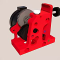 Detailed Red Mechanical Component Featuring Gear Wheel Holes And Colored Dots 3d model