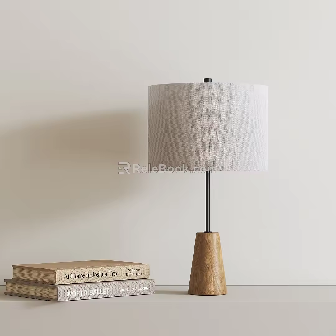 Modern Middle Ancient Solid Wood Table Lamp 3d model