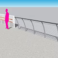 Modern Fence Design With Metal Structure And Silhouette Figures In Outdoor Area