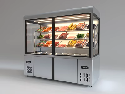 Refrigerated Display Shelf With Glass Doors For Fresh Food Items Storage 3d model