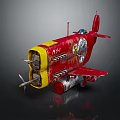 Vintage Red Aerospace Airplane Model With NYJ Design And Decorative Details