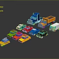 Colorful Toy Cars Collection Featuring Taxi Truck Van And Sedan Models