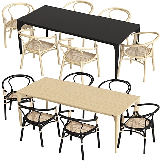 Dining Table and Chair 3D Model Dining Table and Chair Dining Table and Chair Long Table Armchair Seat 3d model