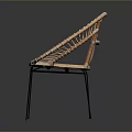 Modern Rattan Leisure Chair With Round Backrest And Black Metal Legs