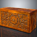 Wooden Carved Box With Floral And Vine Patterns Solid Wood Vintage Design