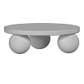 Modern Black Marble Dining Table With Oval Top And Spherical Legs Design 3d model
