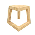 Natural Wooden Stool With Square Seat And Angular Leg Frame Structure 3d model