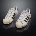 Classic Shell Toe Casual Shoes White with Dark Stripes Cream Sole Stylish Design