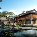 Chinese Style Single-family Villa Green Space Qipanshan Wangfu Courtyard Landscape Qianping Luxury Villa International 3d model