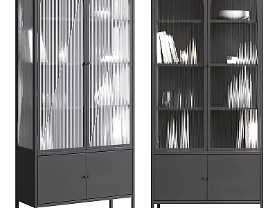 Modern Entryway Cabinet Sideboard With Glass Doors Storage And Display Shelves 3d model