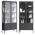 Modern Entryway Cabinet Sideboard With Glass Doors Storage And Display Shelves