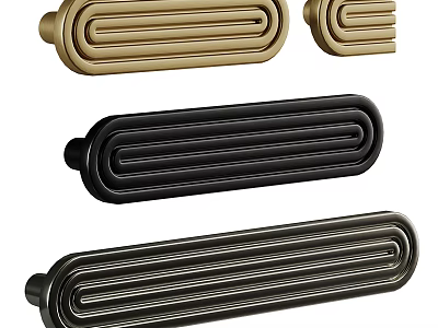 Stylish Modern Cabinet Drawer Pulls In Gold Black And Silver Bar Design 3d model