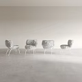 Modern Minimalist Accent Chairs With Furry Upholstery And Metal Legs For Interior Design