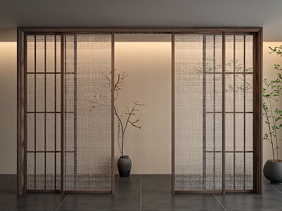 Quiet ancient filamentary glass sliding door 3d model