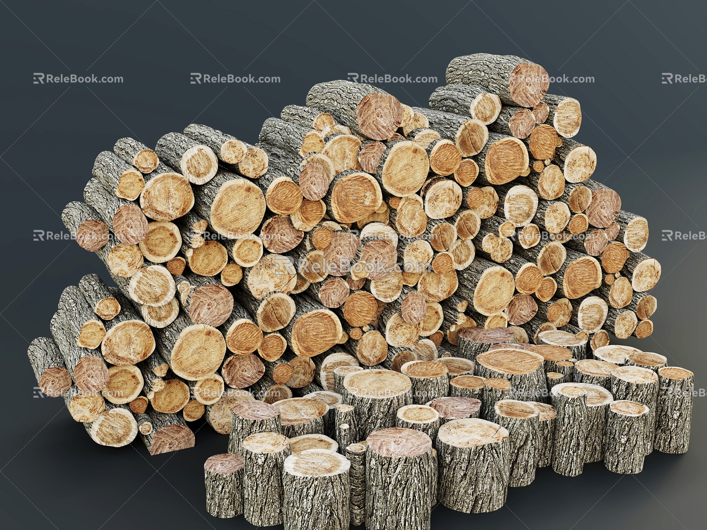 Tree Pier Round Wood Stakes Wood Section Wood Wood Wood Wood Stick Wood Block Bark Tree 3d model