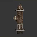Detailed Brown Fire Hydrant With White Stripes And Rustic Metal Design