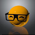 Yellow Smiley Emoji Wearing Black Glasses With Smiling Face On Gray Background