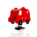 Red Building Blocks Ambulance Toy with Spring Base and White Cross 3d model