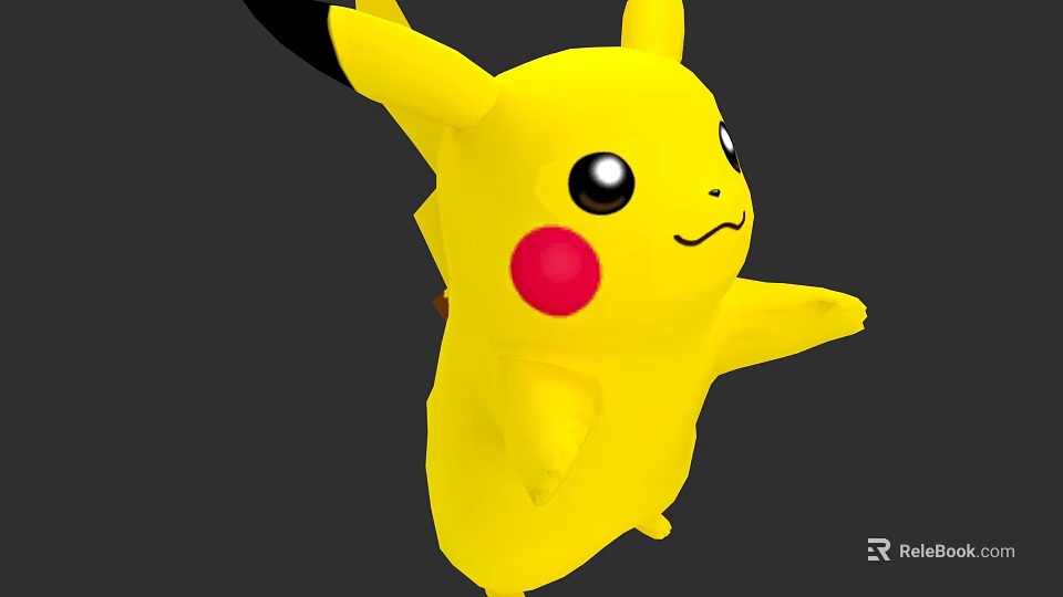 Yellow Pikachu 3D Character With Black Ears Red Cheeks Standing Pose 3d model 