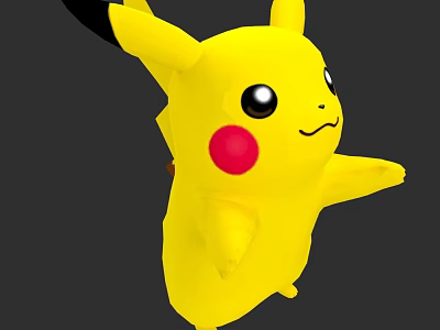 Yellow Pikachu 3D Character With Black Ears Red Cheeks Standing Pose 3d model