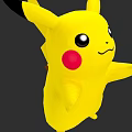 Yellow Pikachu 3D Character With Black Ears Red Cheeks Standing Pose