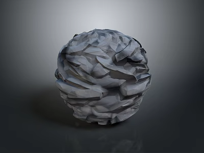 Decorative Abstract Wood Stone Sculpture With Spherical Shape And Irregular Textures 3d model