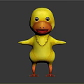 Cute Yellow Cartoon Duck Character With Orange Beak Feet And Necklace Design