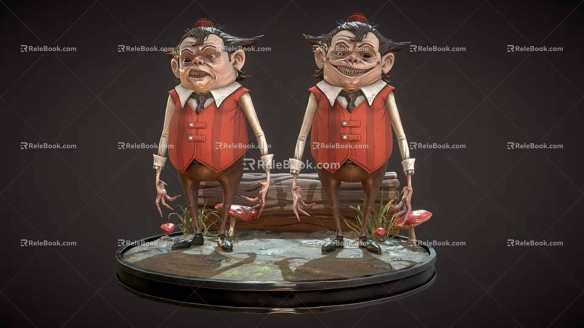 Horror Twins Characters Character Freaks Men Horror Game Material Chamber of Secrets Escape PBR Material Game Characters Game Characters Gnome Anime 3d model
