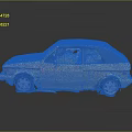 Yellow Vintage Two Door Car With Gray Roof And Reflective Black Surface