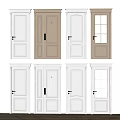 Modern White And Beige Swing Doors With Glass Panel And Solid Designs 3d model