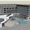 Modern Urban Building Complex With Green Spaces Central Plaza And Roads