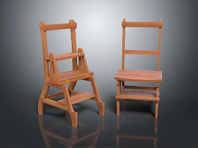 Wooden Leisure Chairs Two Pieces with Foldable Design Simple Style and Sturdy Structure 3d model