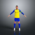 Man In Blue And Yellow Long Sleeve Jersey Shorts With Dafabet Logo Standing Open Arms