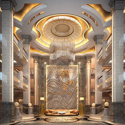 European-style lobby hollow hotel lobby 3d model European-style lobby hollow hotel lobby 3d model