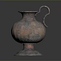 Decorative Copper Vase With Handle Textured Surface And Stable Base