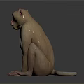 Realistic 3D Rendered Monkey with Pink Face Sitting on Smooth Surface against Gradient Gray Background