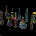 Colorful Decorative Bottles And Artistic Containers Featuring Diverse Patterns And Shapes 3d model
