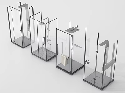 Modern Shower Enclosures With Glass Doors And Multiple Design Features For Bathroom 3d model