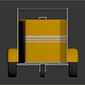 Yellow Mobile Food Cart With Two Square Compartments And Wheels 3d model