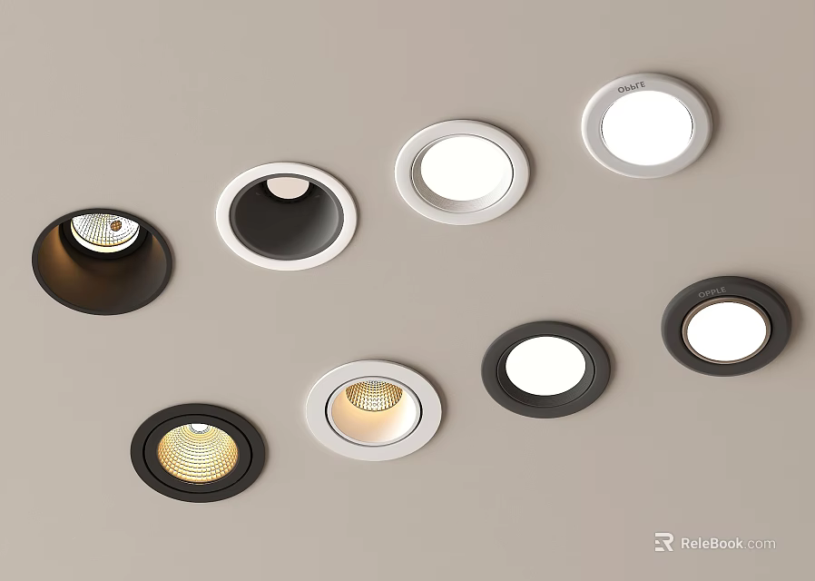 Modern Stylish Downlights And Spotlights With Various Designs Black White Finishes 3d model 