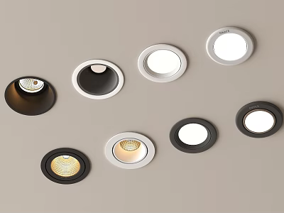 Modern Stylish Downlights And Spotlights With Various Designs Black White Finishes 3d model
